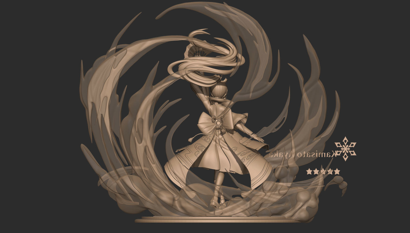 Kamisato Ayaka 3D Statue Model Ztl ZPR OBJ STL Blend file 3D model_11