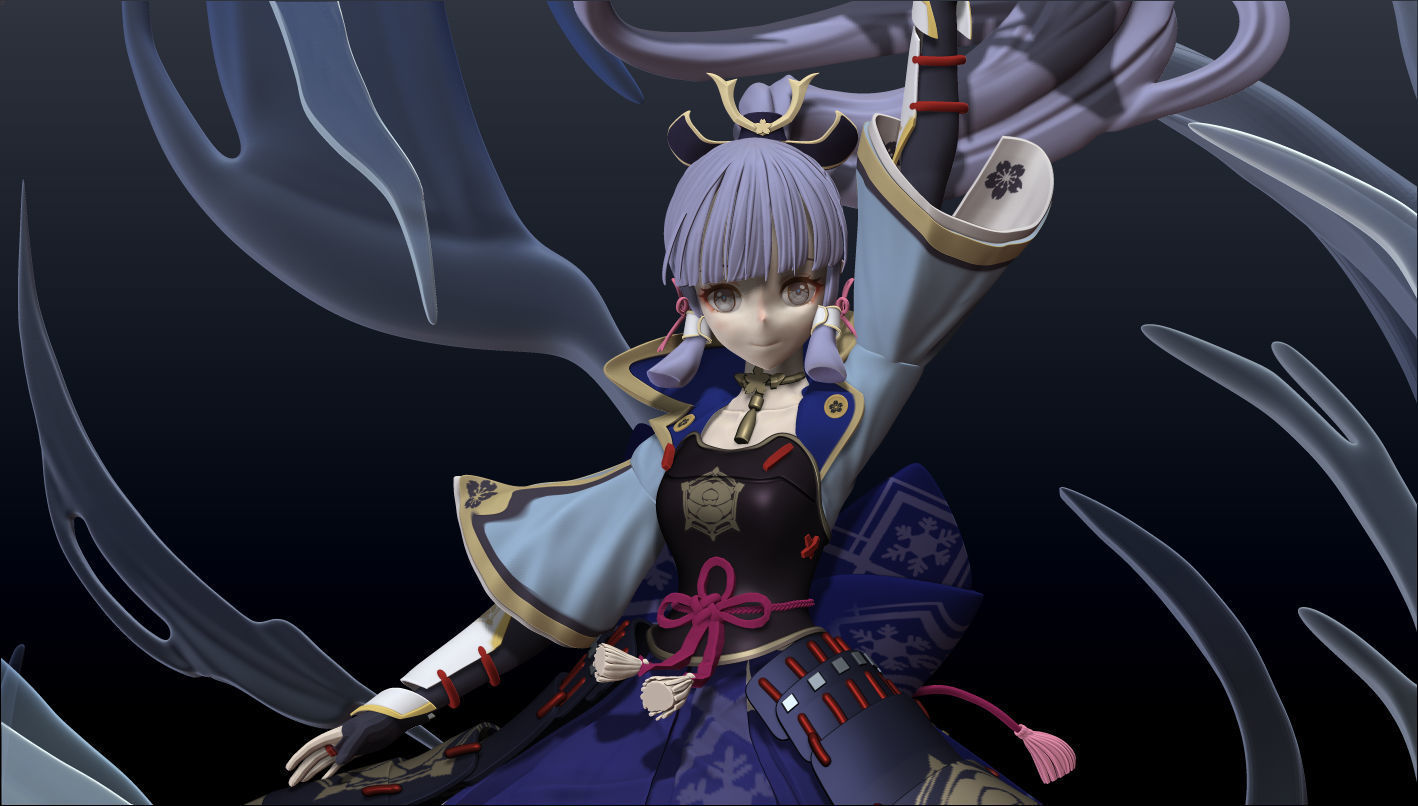 Kamisato Ayaka 3D Statue Model Ztl ZPR OBJ STL Blend file 3D model_6
