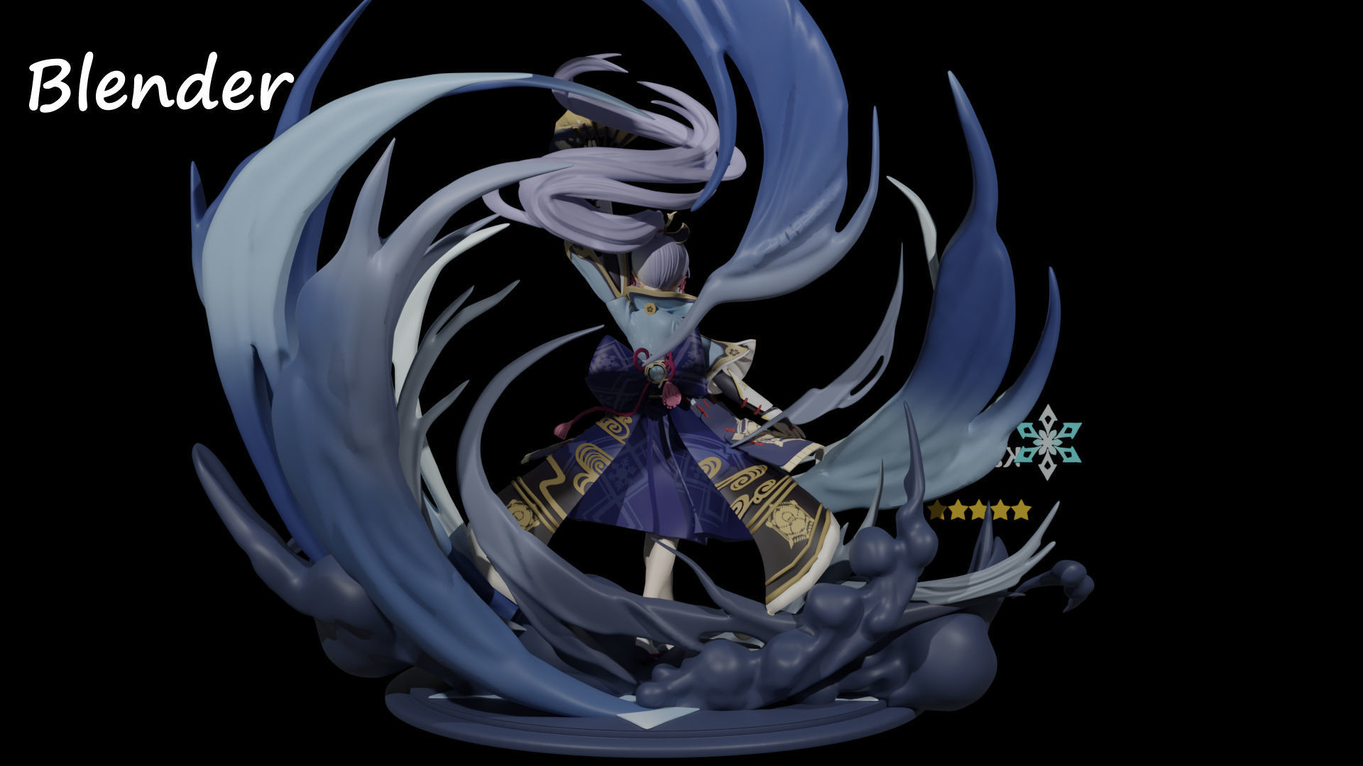 Kamisato Ayaka 3D Statue Model Ztl ZPR OBJ STL Blend file 3D model_3