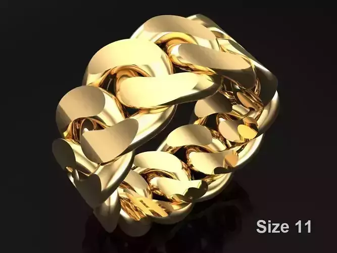 Chain ring - Miami Cuban ring - Link ring - Size 11 3D print model