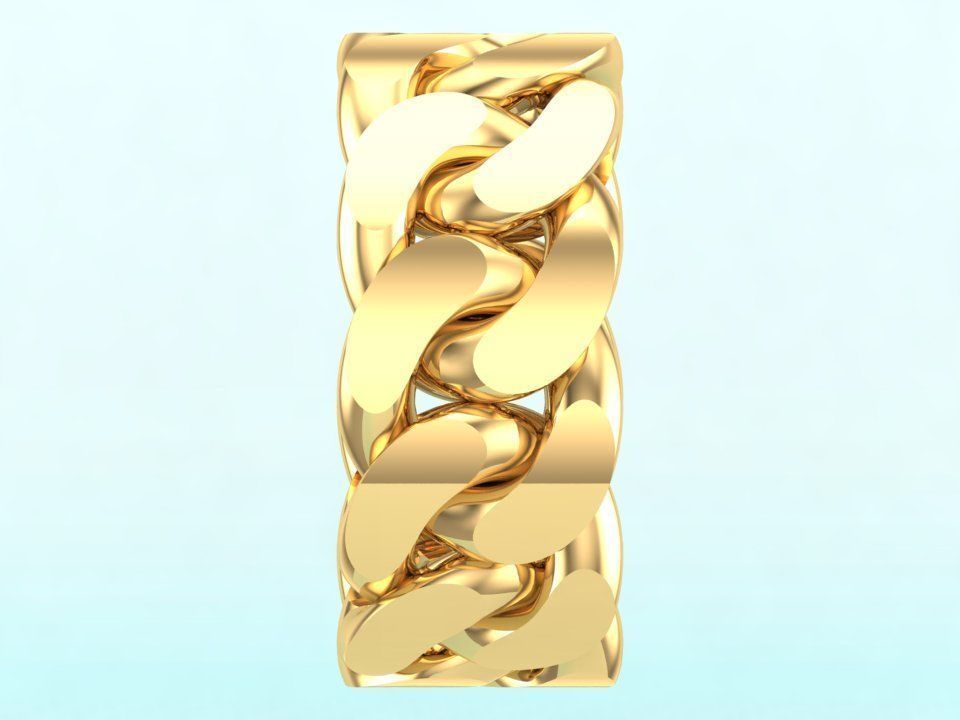 Chain ring - Miami Cuban ring - Link ring - Size 11 3D print model_9