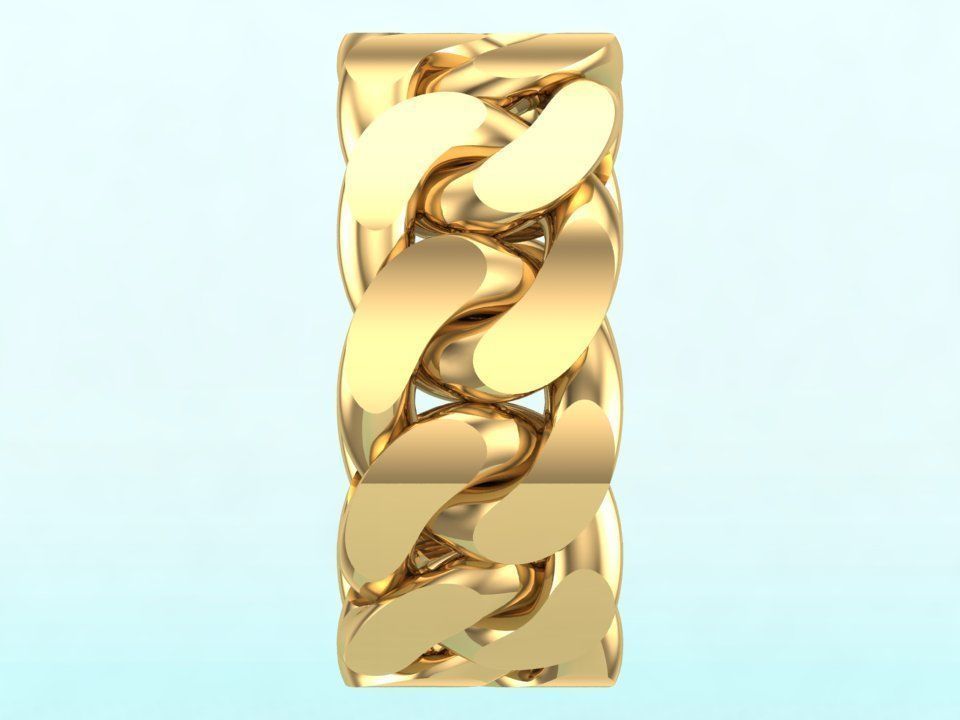 Chain ring - Miami Cuban ring - Link ring - Size 11 3D print model_8