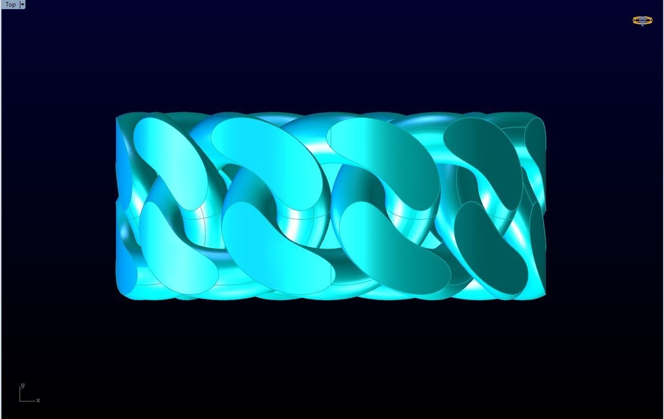 Chain ring - Miami Cuban ring - Link ring - Size 11 3D print model_4