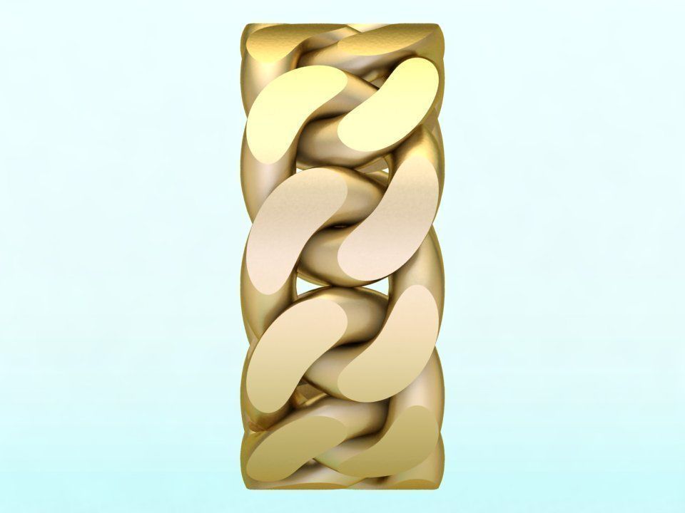 Chain ring - Miami Cuban ring - Link ring - Size 11 3D print model_7