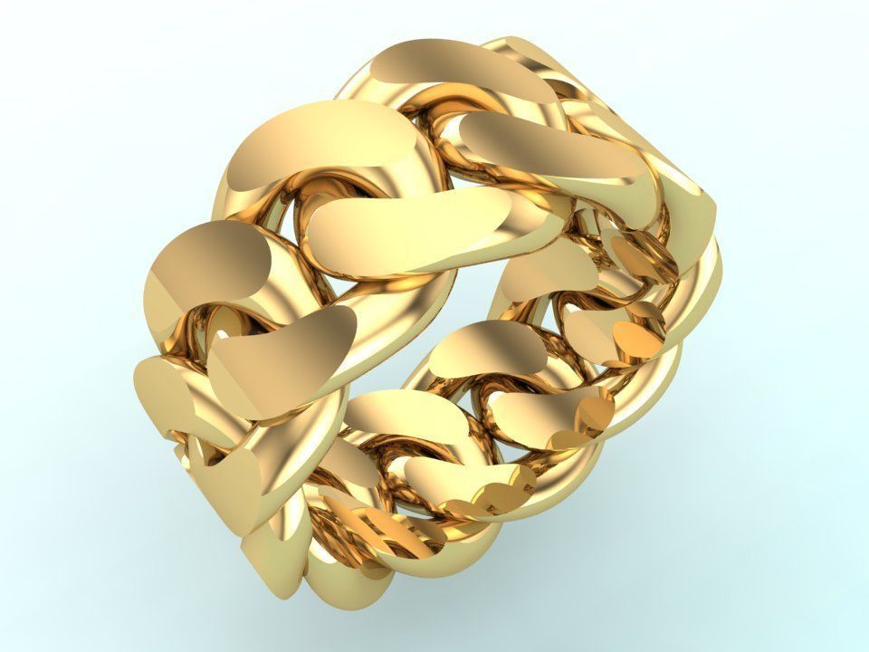 Chain ring - Miami Cuban ring - Link ring - Size 11 3D print model_1