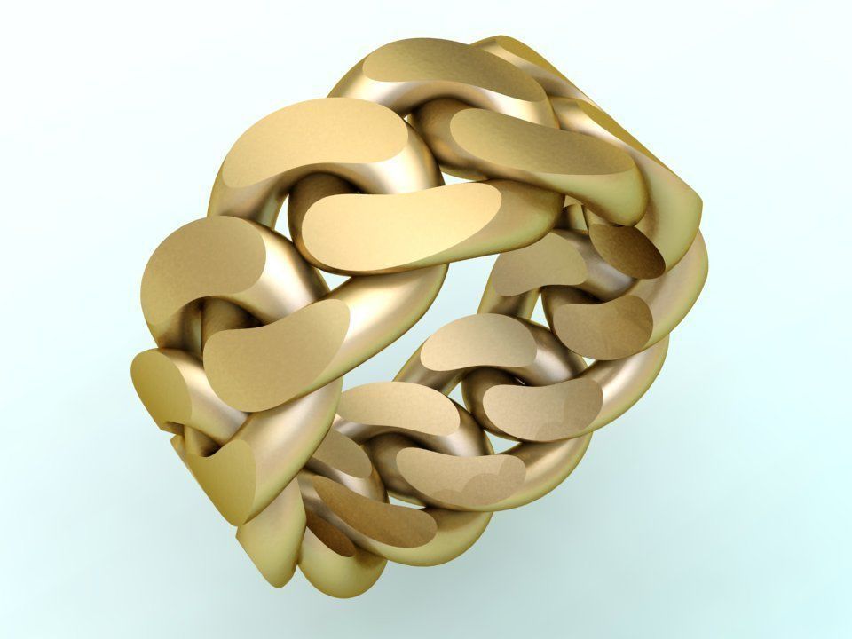 Chain ring - Miami Cuban ring - Link ring - Size 11 3D print model_2