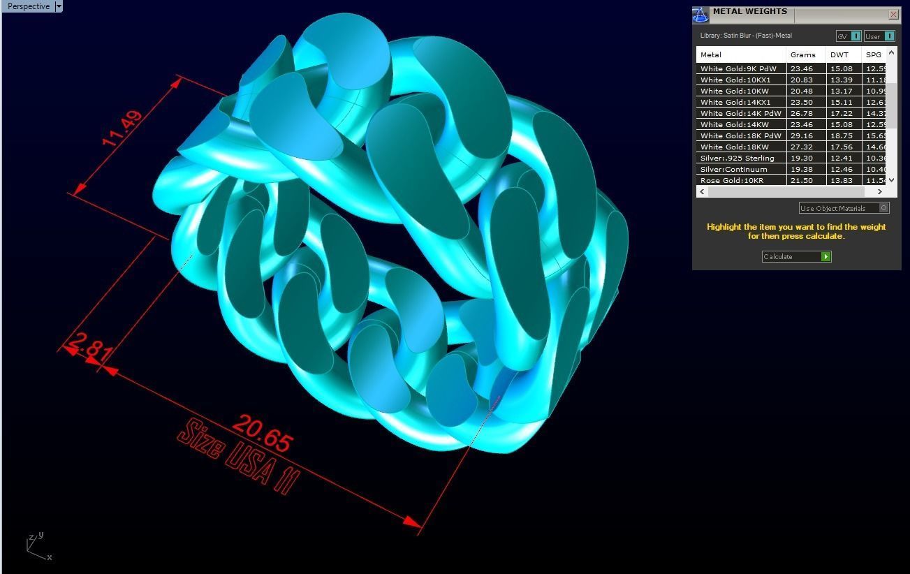 Chain ring - Miami Cuban ring - Link ring - Size 11 3D print model_6