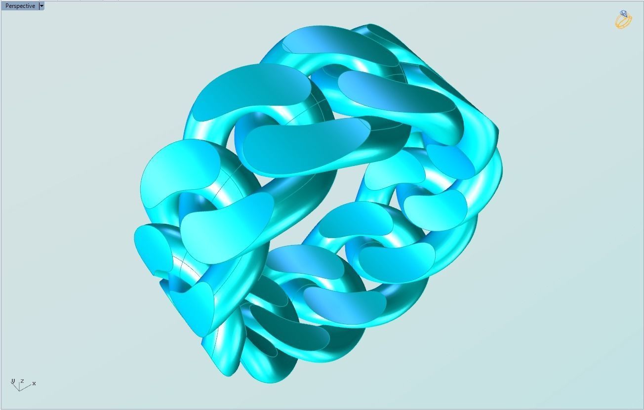 Chain ring - Miami Cuban ring - Link ring - Size 11 3D print model_11