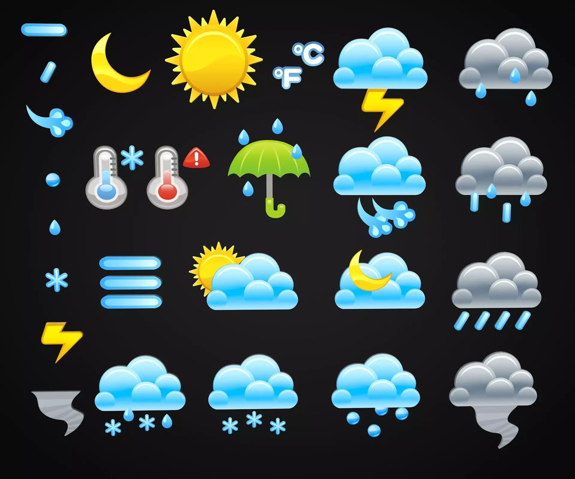 Cartoon Weather Icons Low-poly 3D model_0