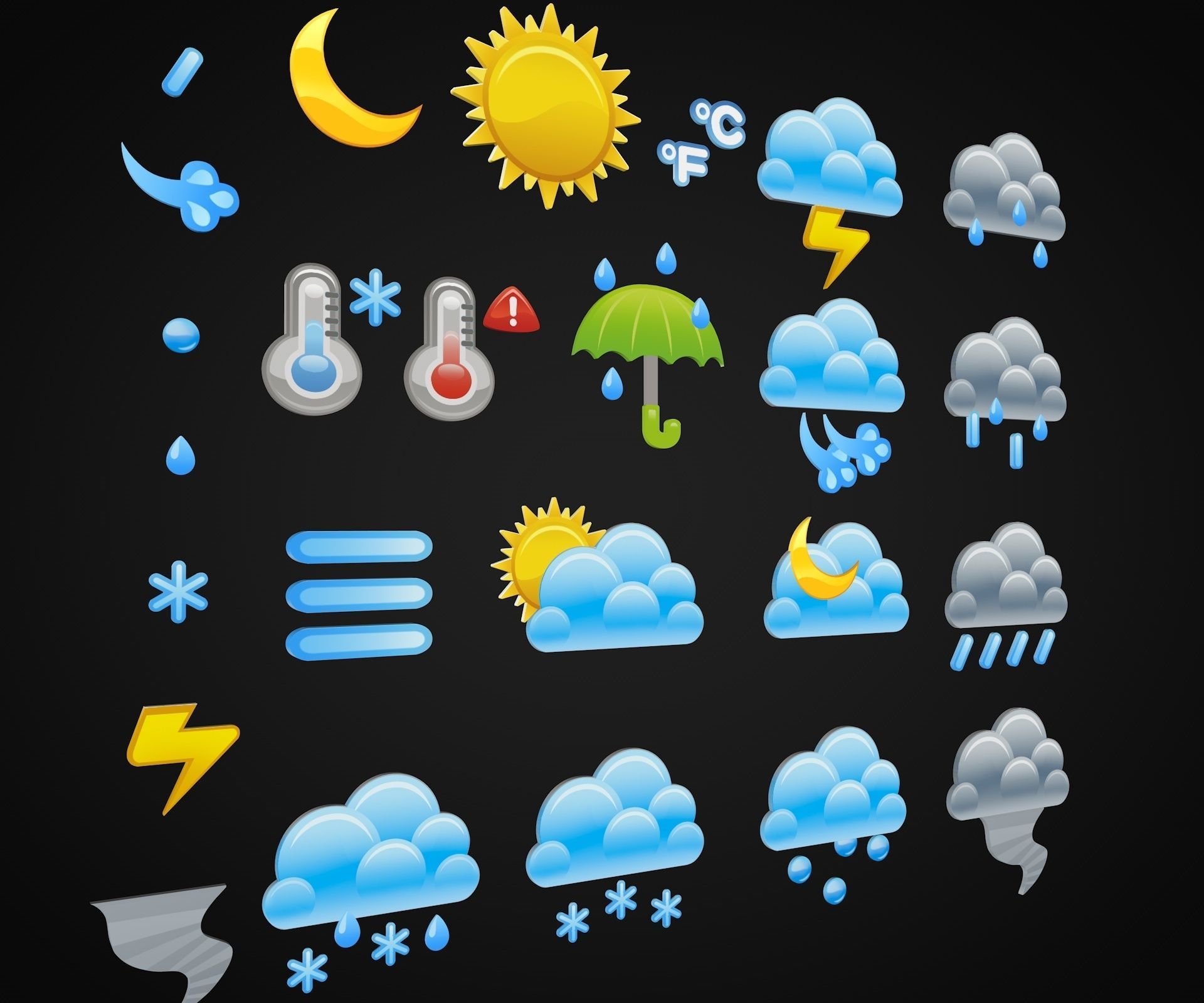 Cartoon Weather Icons Low-poly 3D model_1