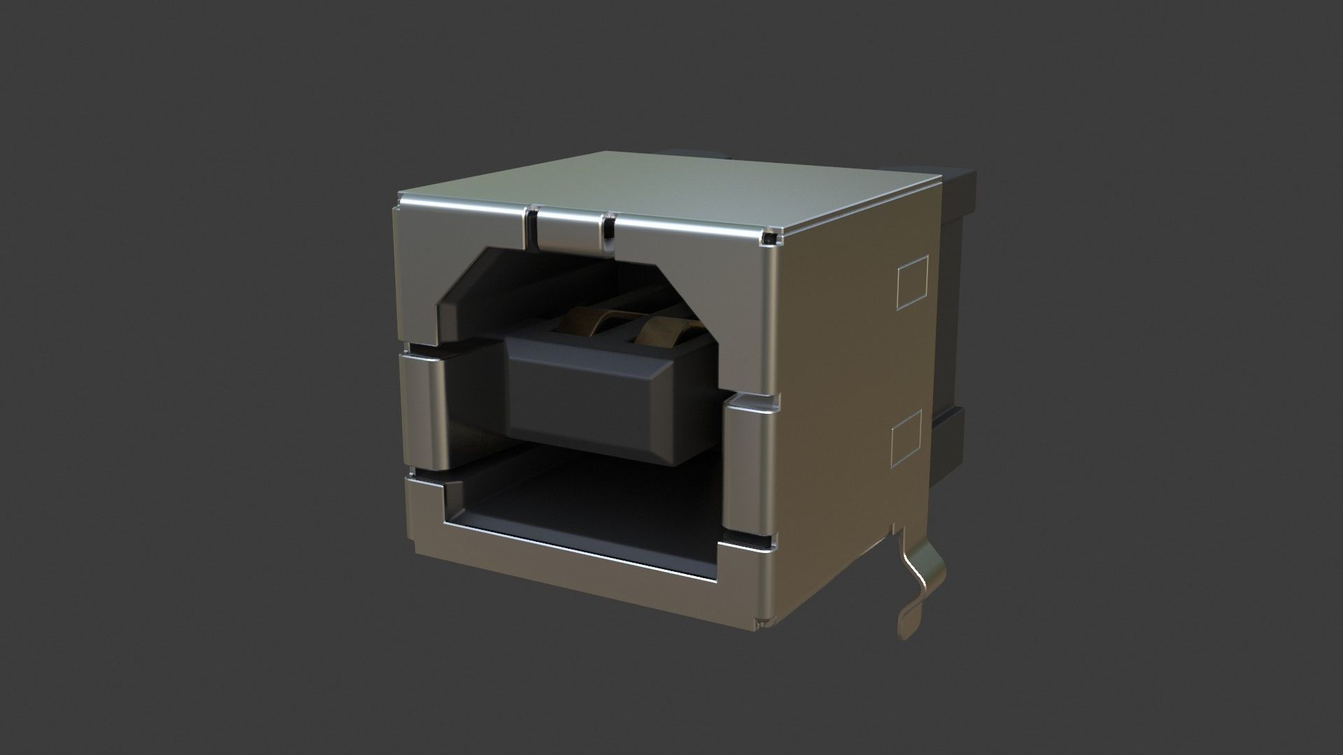 USB B Type socket Low-poly 3D model_0