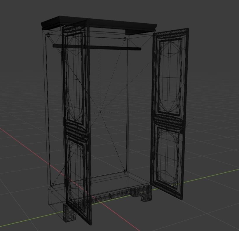 Rustic wardrobe Free 3D model_3