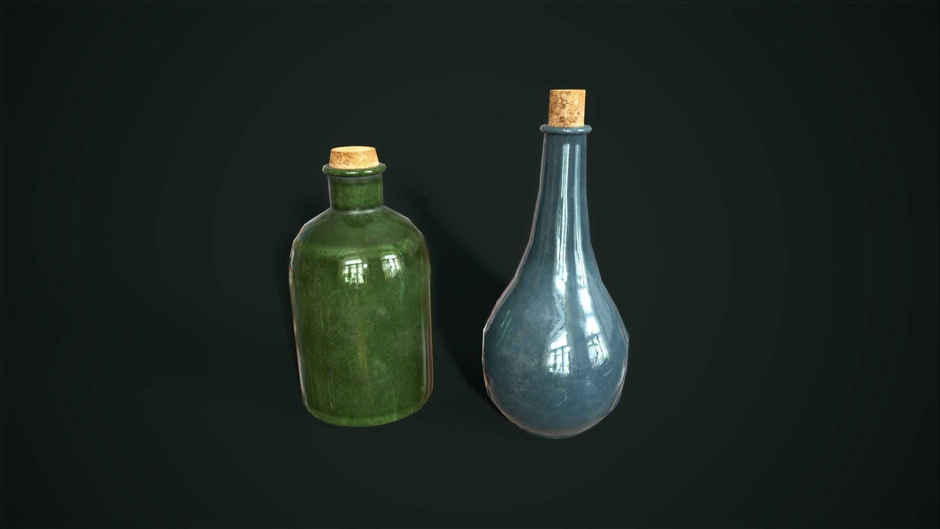Old glass bottles Asset Pack Low-poly 3D model_4