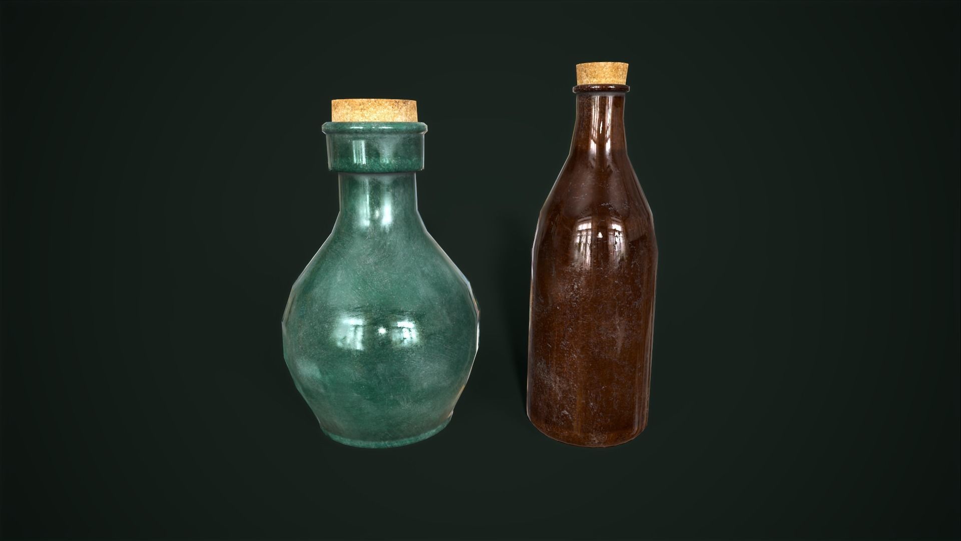 Old glass bottles Asset Pack Low-poly 3D model_3