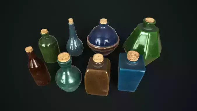 Old glass bottles Asset Pack