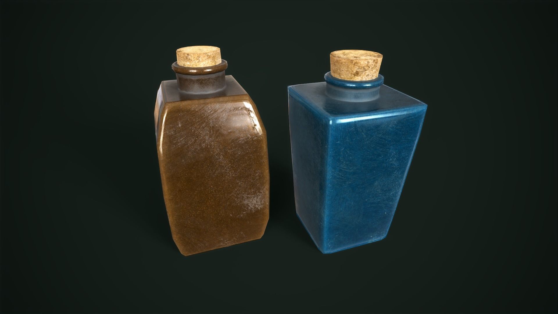 Old glass bottles Asset Pack Low-poly 3D model_5