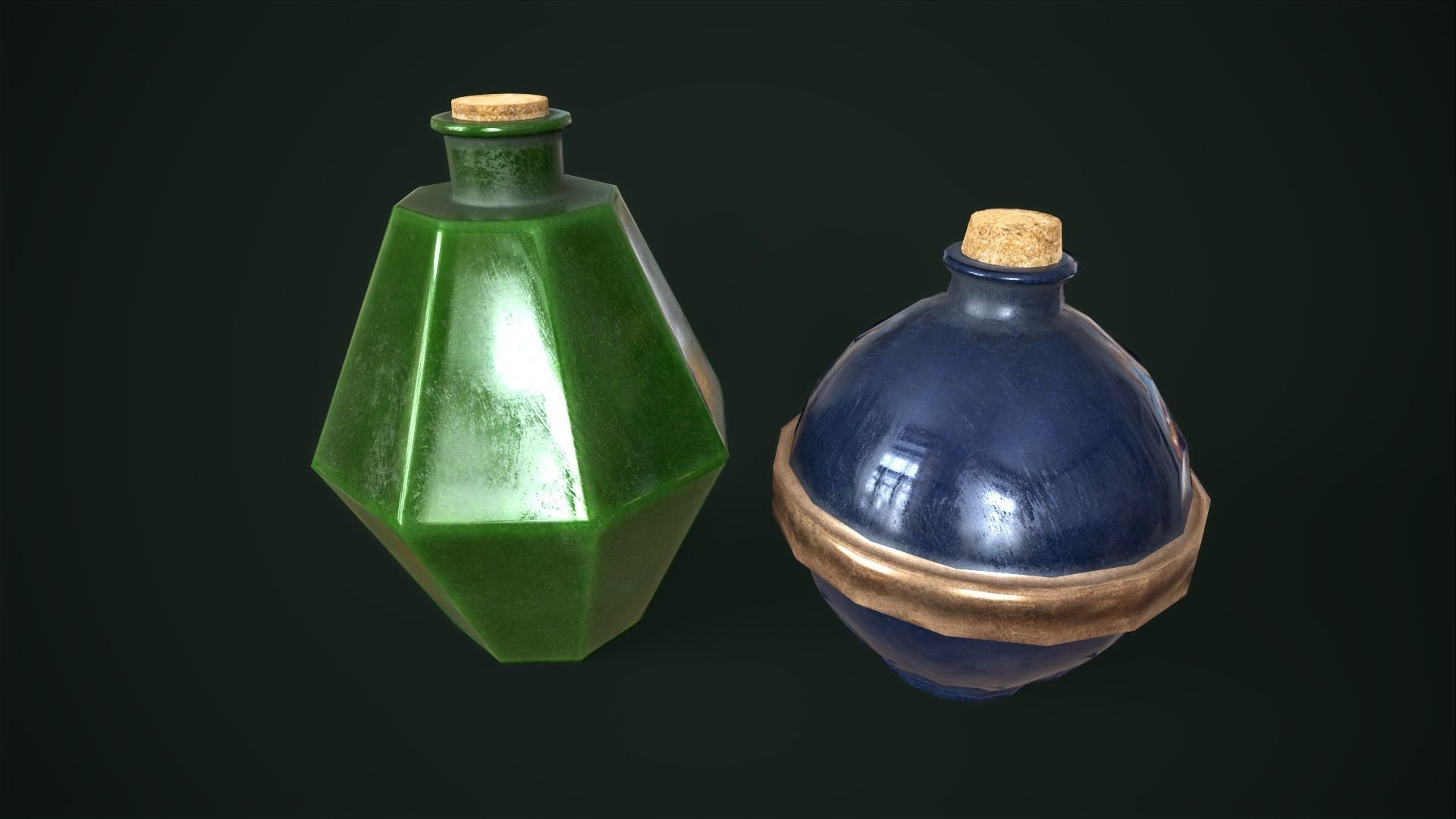 Old glass bottles Asset Pack Low-poly 3D model_6