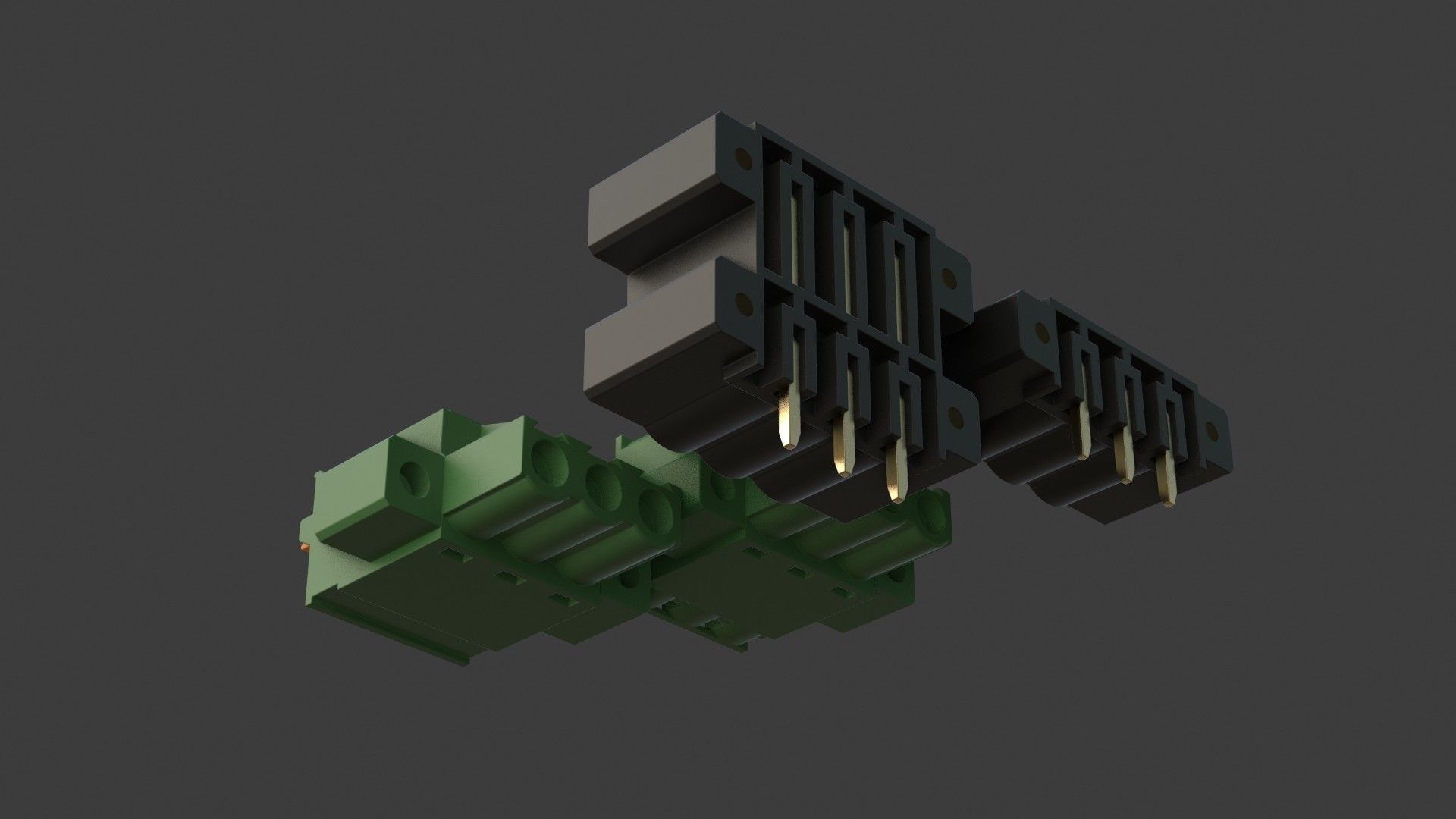 Pluggable Terminal Block 3-Pin Signle and Dual Low-poly 3D model_3