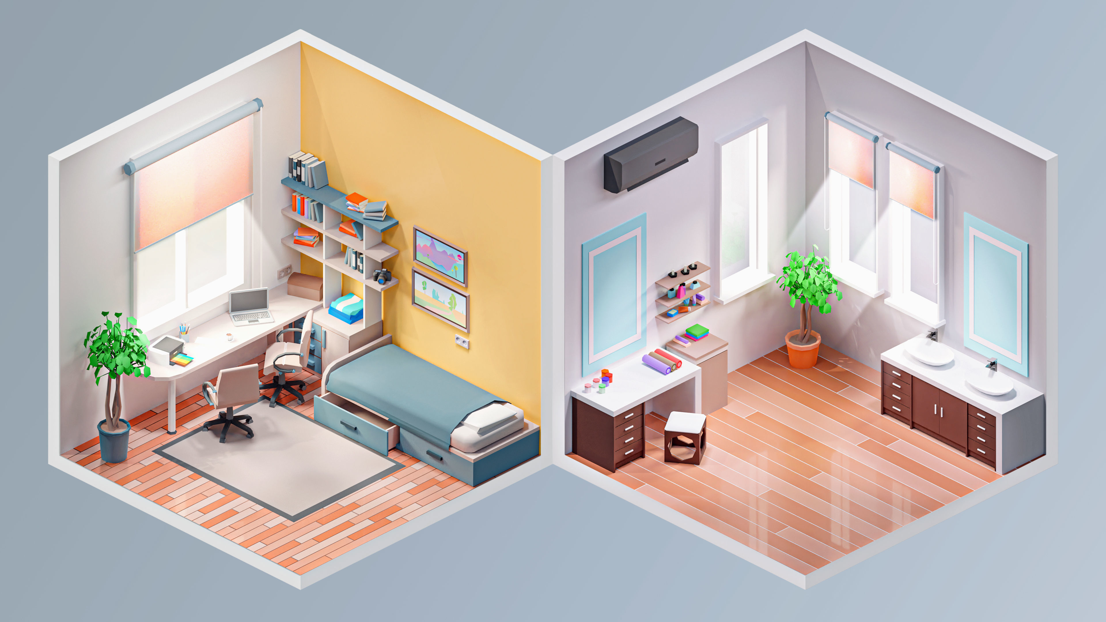 Interior 3 Low-poly 3D model_10
