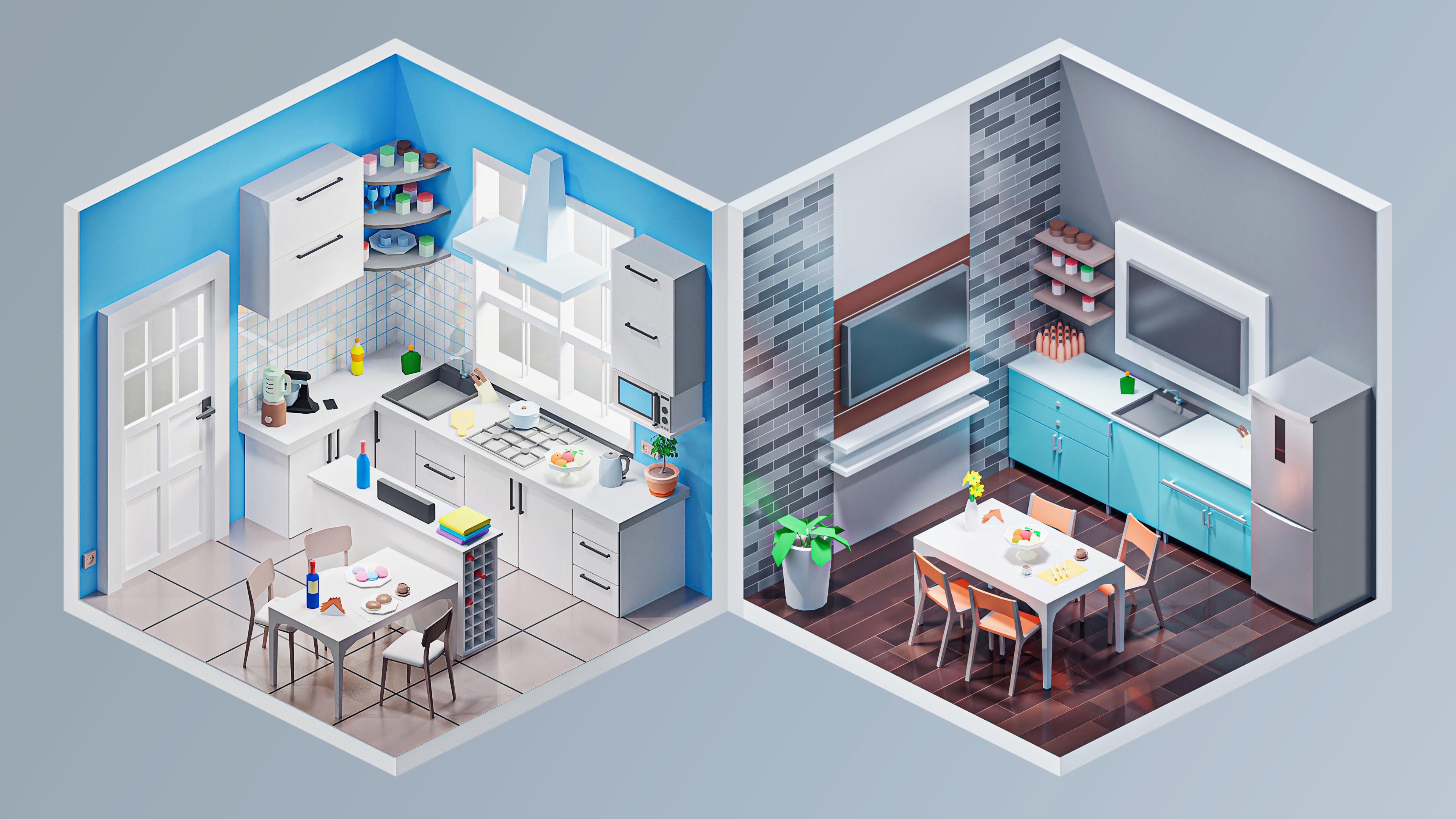 Interior 3 Low-poly 3D model_7