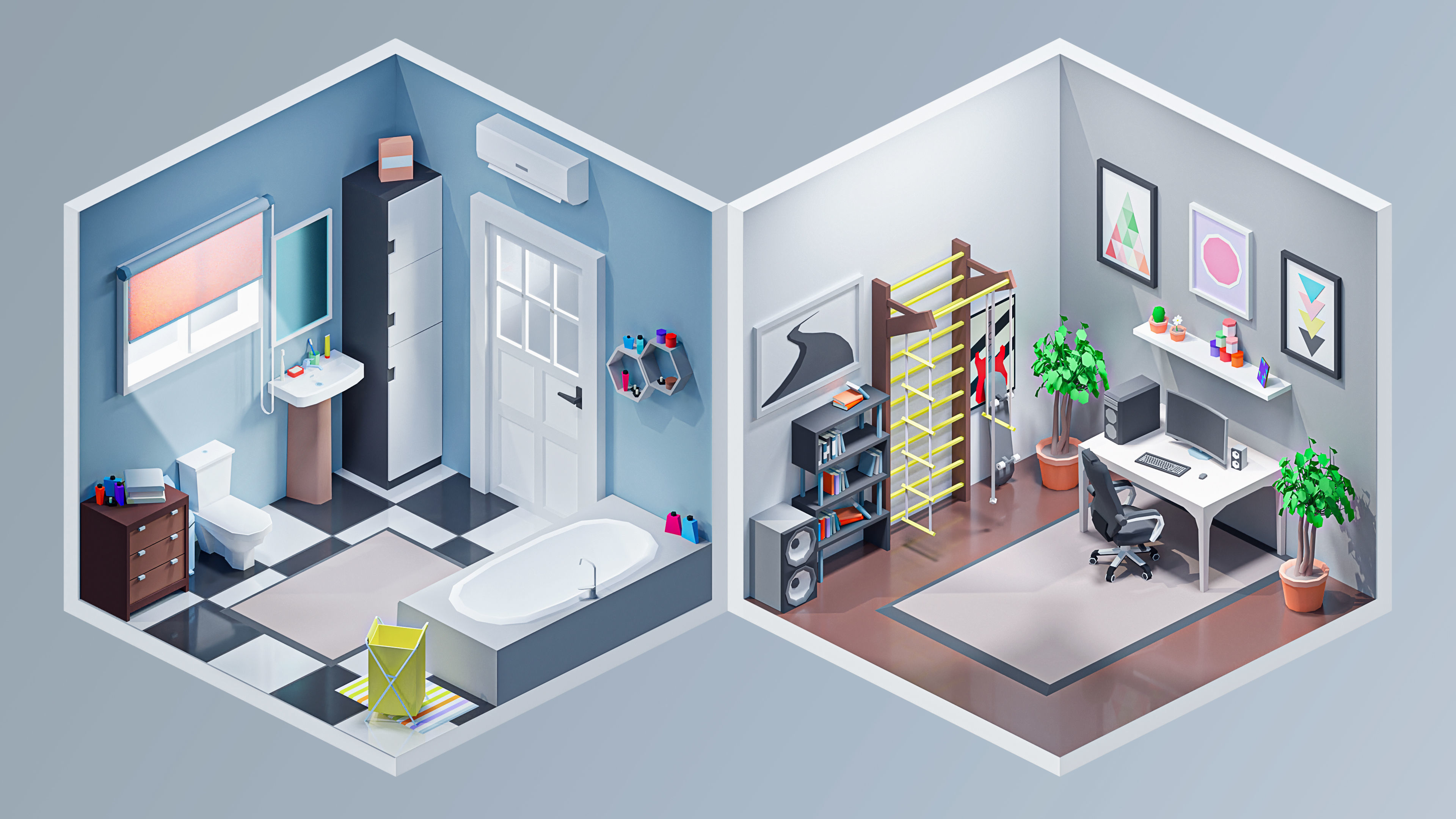 Interior 3 Low-poly 3D model_9