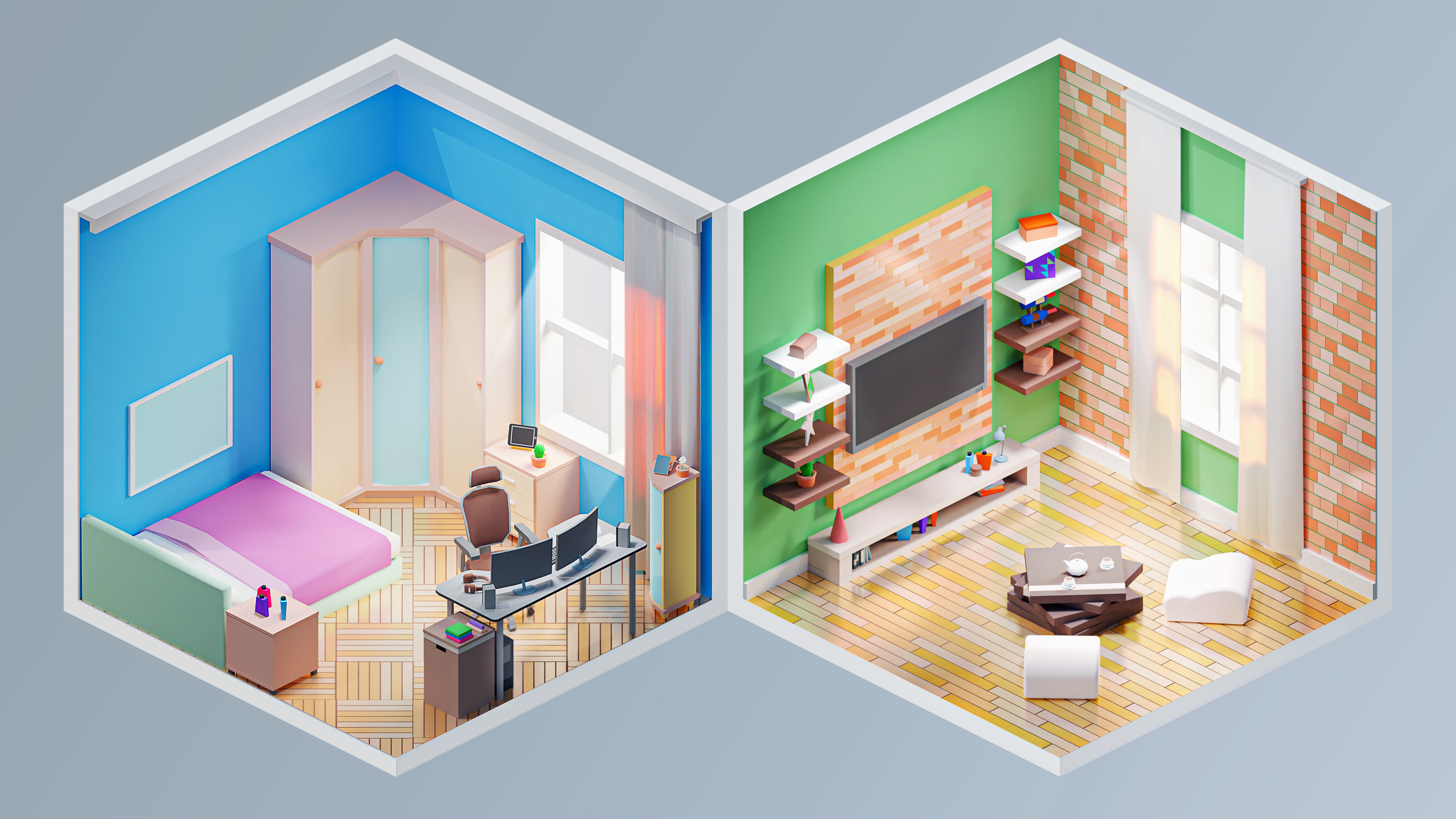 Interior 3 Low-poly 3D model_16