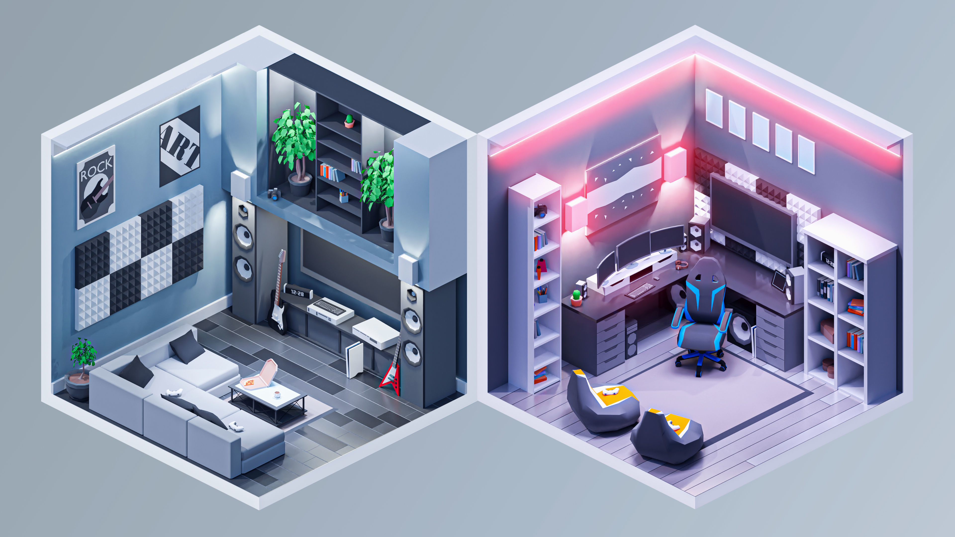 Interior 3 Low-poly 3D model_4