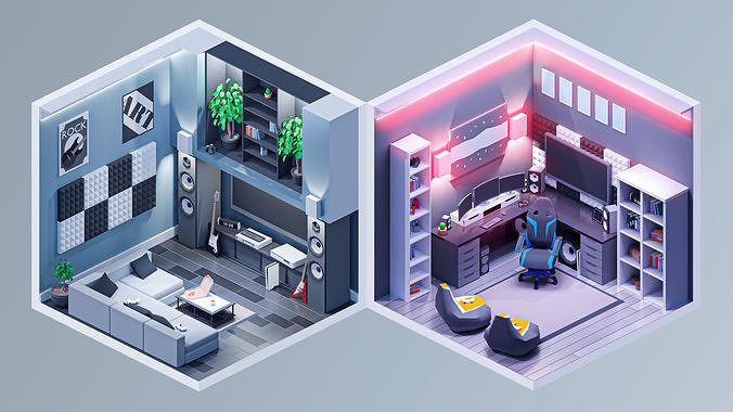 Interior 3 Low-poly 3D model 5