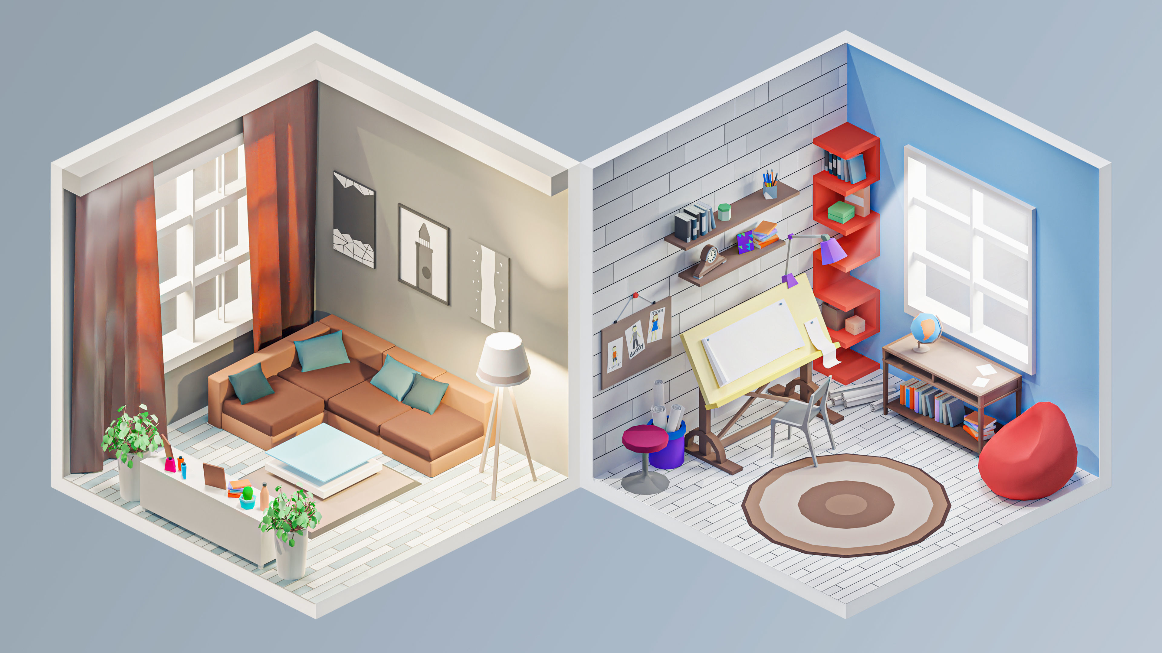 Interior 3 Low-poly 3D model_17