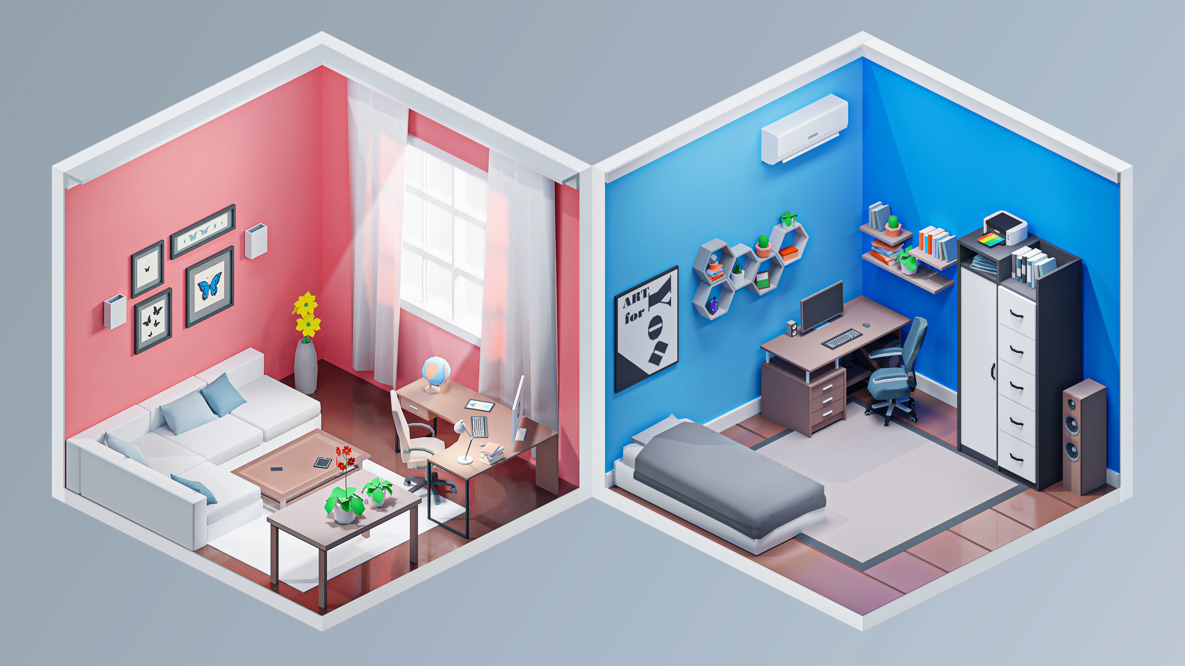 Interior 3 Low-poly 3D model_8