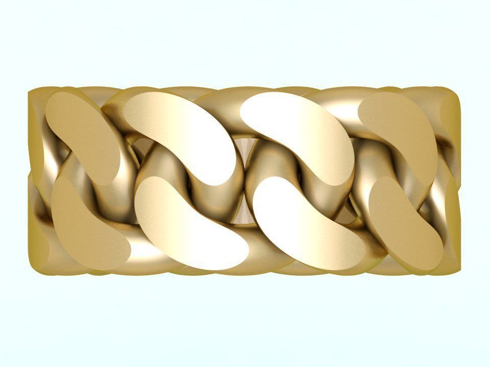 Chain ring - Miami Cuban ring - Link ring - Size 12 3D print model_3