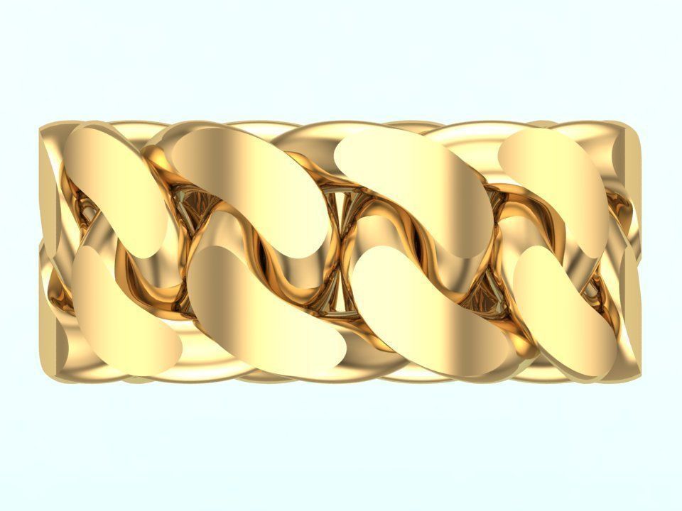Chain ring - Miami Cuban ring - Link ring - Size 12 3D print model_4