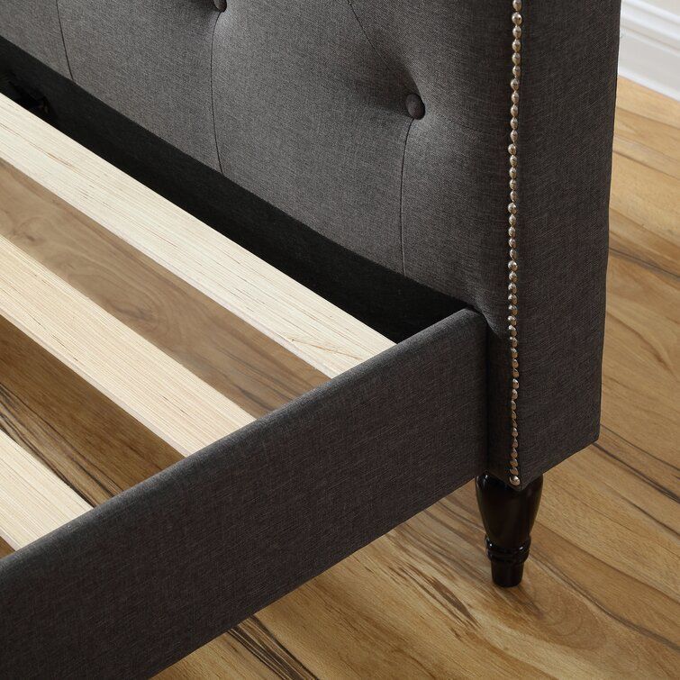 Evendale Tufted Upholstered Low Profile Platform Bed - 2 Colour 3D model_7