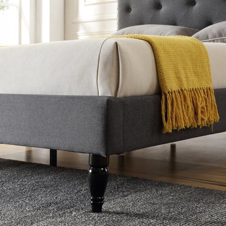 Evendale Tufted Upholstered Low Profile Platform Bed - 2 Colour 3D model_16