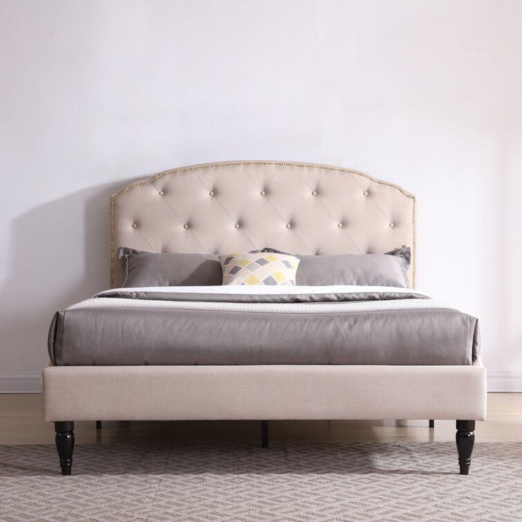 Evendale Tufted Upholstered Low Profile Platform Bed - 2 Colour 3D model_21