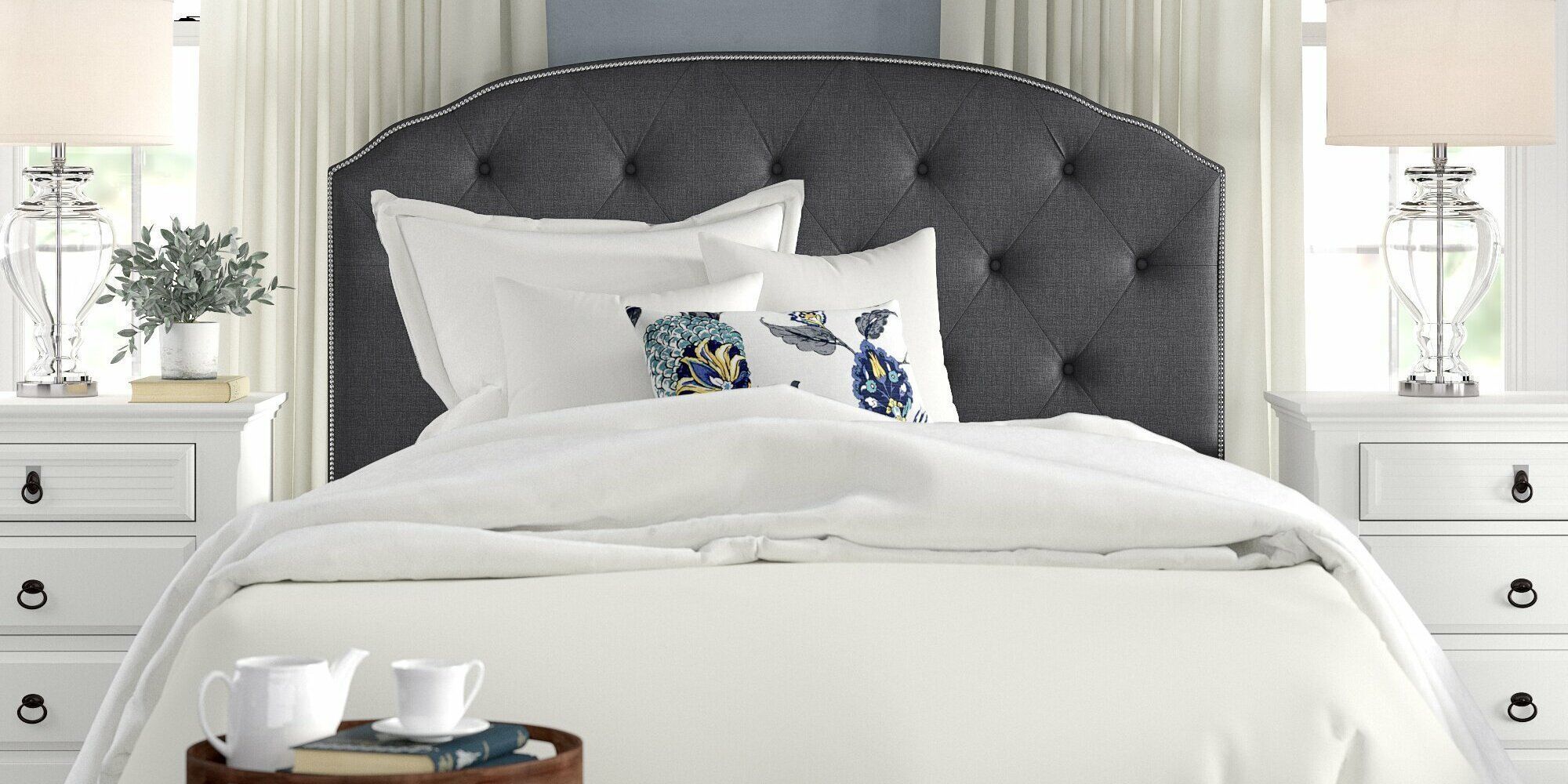 Evendale Tufted Upholstered Low Profile Platform Bed - 2 Colour 3D model_22