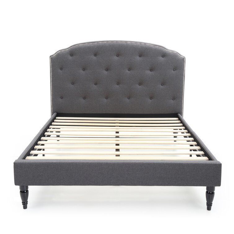 Evendale Tufted Upholstered Low Profile Platform Bed - 2 Colour 3D model_3