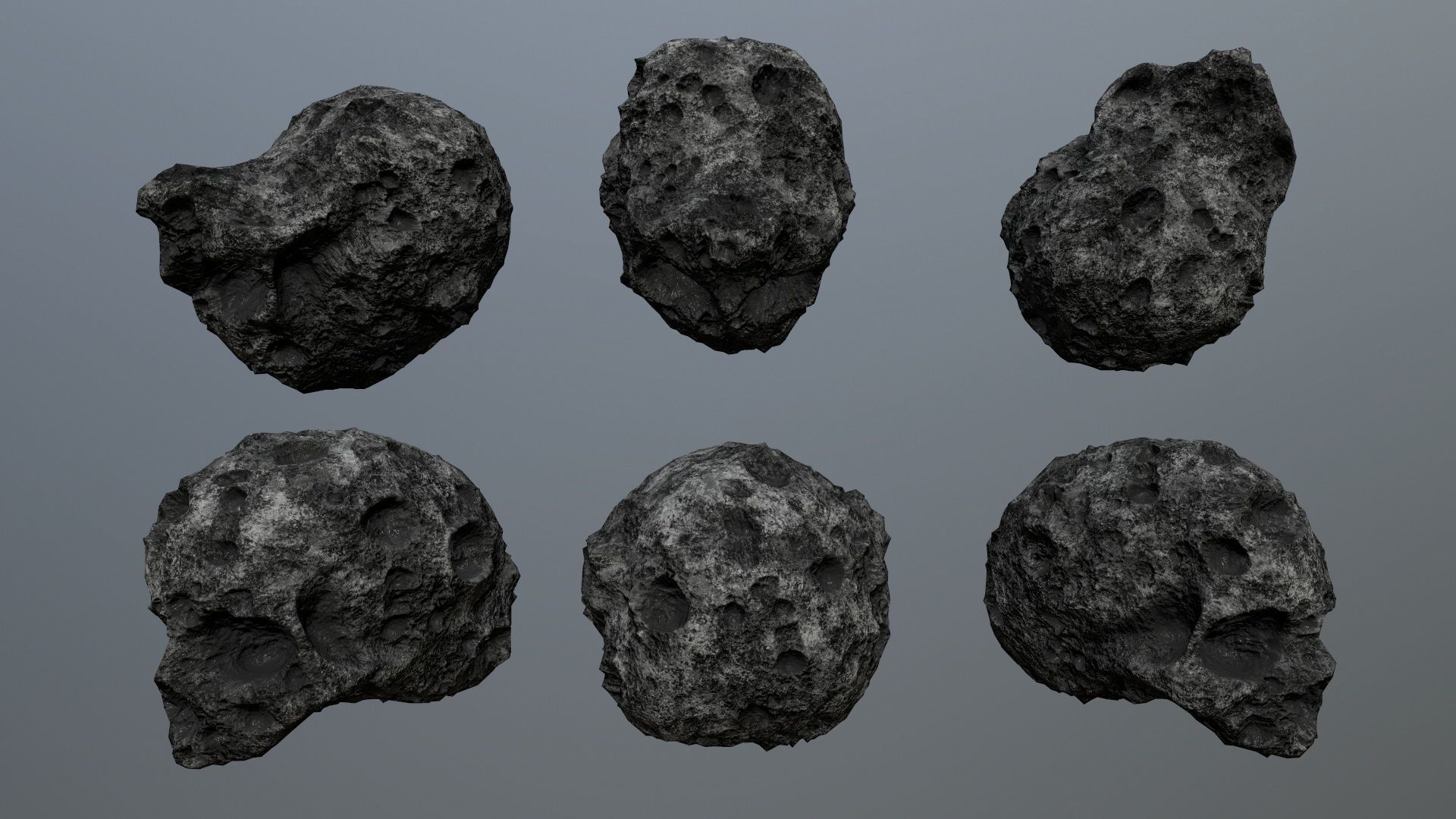 Asteroid Set lava rocks Low-poly 3D model_19