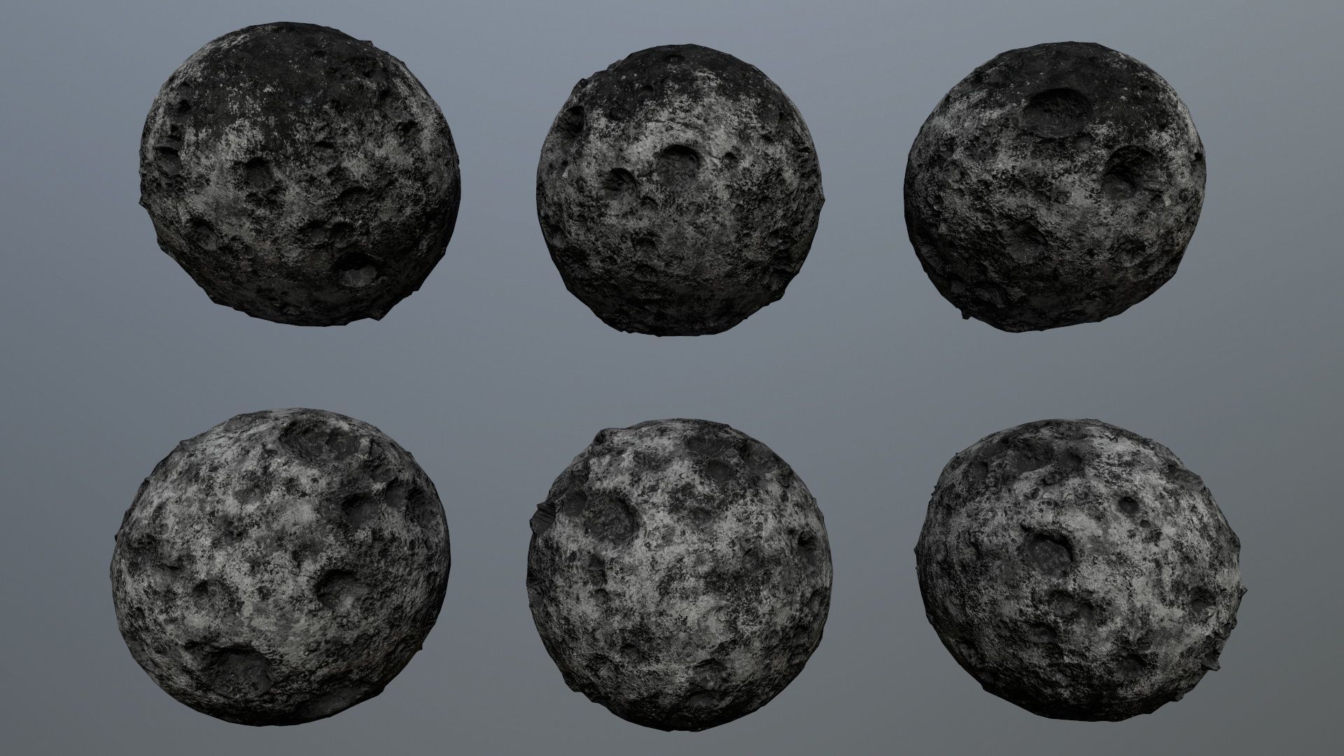 Asteroid Set lava rocks Low-poly 3D model_17