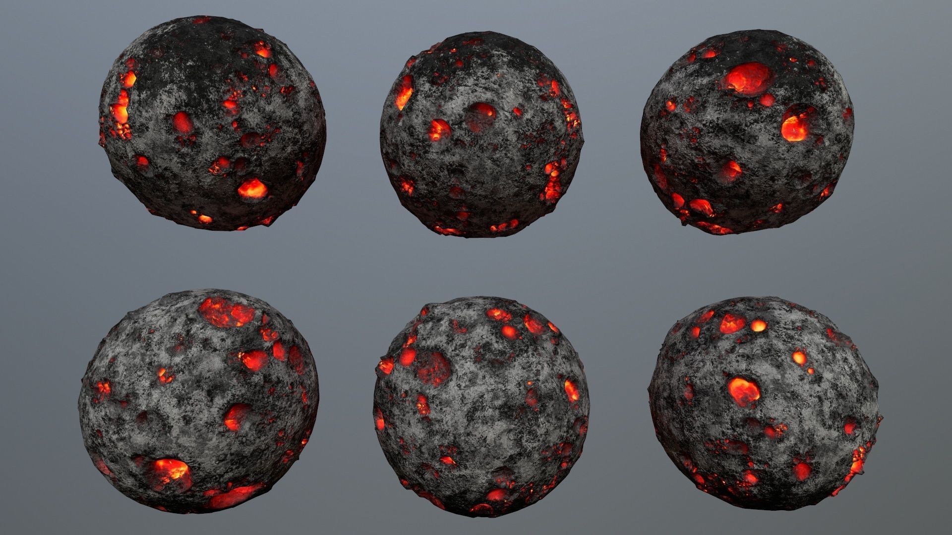 Asteroid Set lava rocks Low-poly 3D model_18