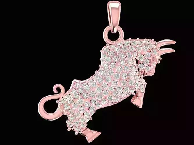 Luxury Bull Zodiac Pendant 3D Model 2260