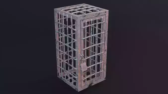 MedievalProp Cage - Lock - Key Game Ready 3D Model