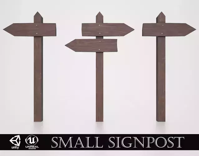 Medieval Small Signpost Low-poly 3D model