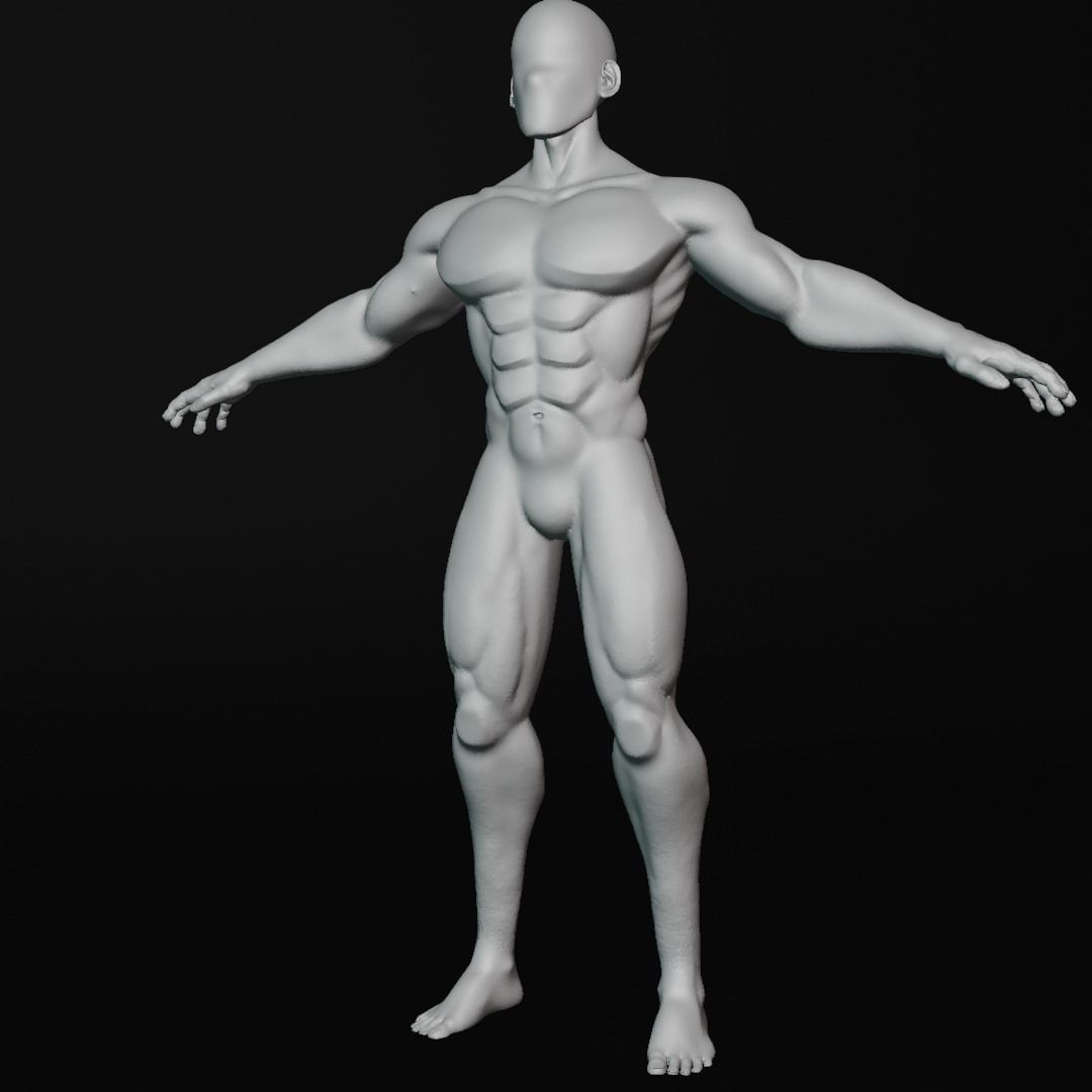 Lowpoly muscular Man  Low-poly 3D model_7