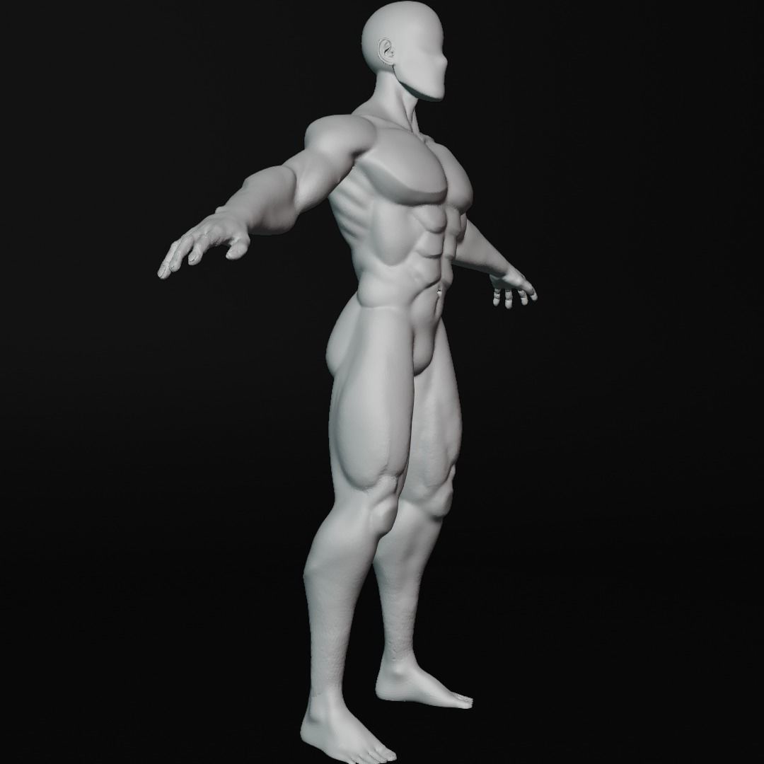 Lowpoly muscular Man  Low-poly 3D model_6