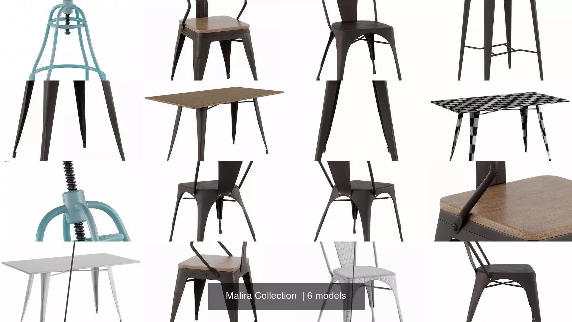 Malira Collection metal stool with wooden seat _0