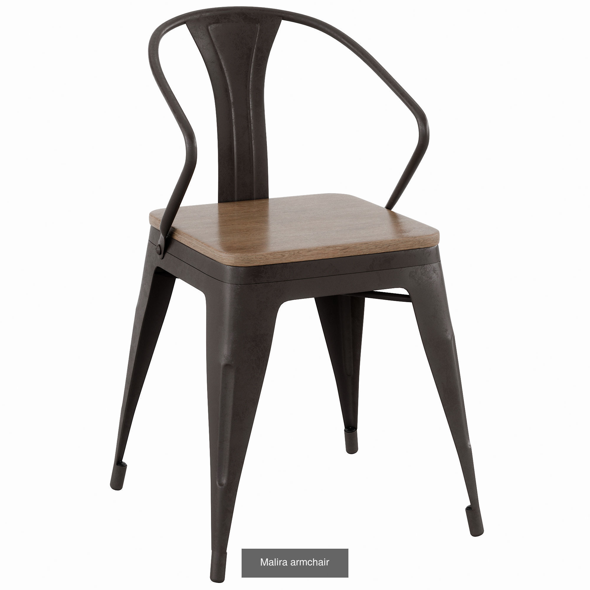 Malira Collection metal stool with wooden seat _2