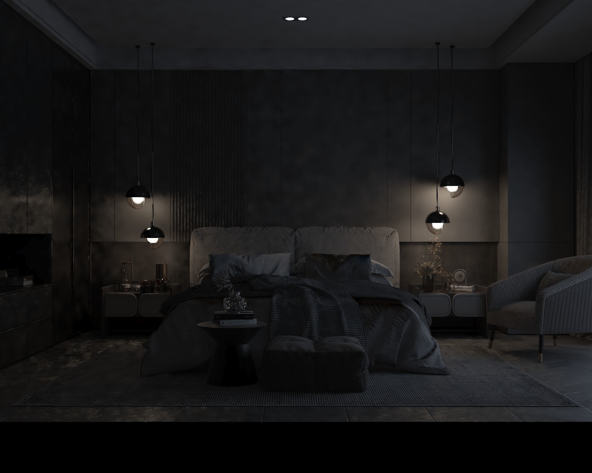 modern bedroom Low-poly 3D model_1