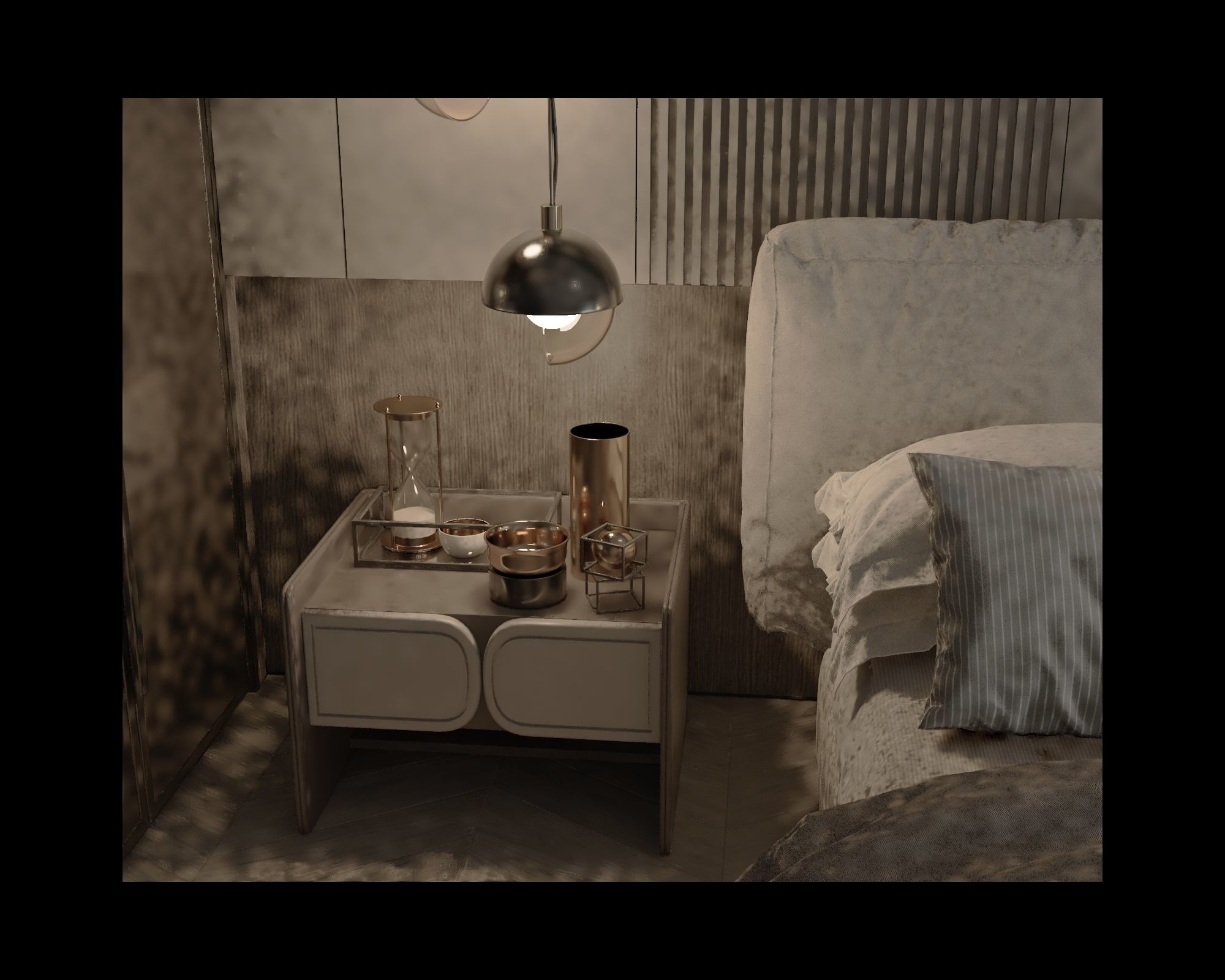 modern bedroom Low-poly 3D model_4