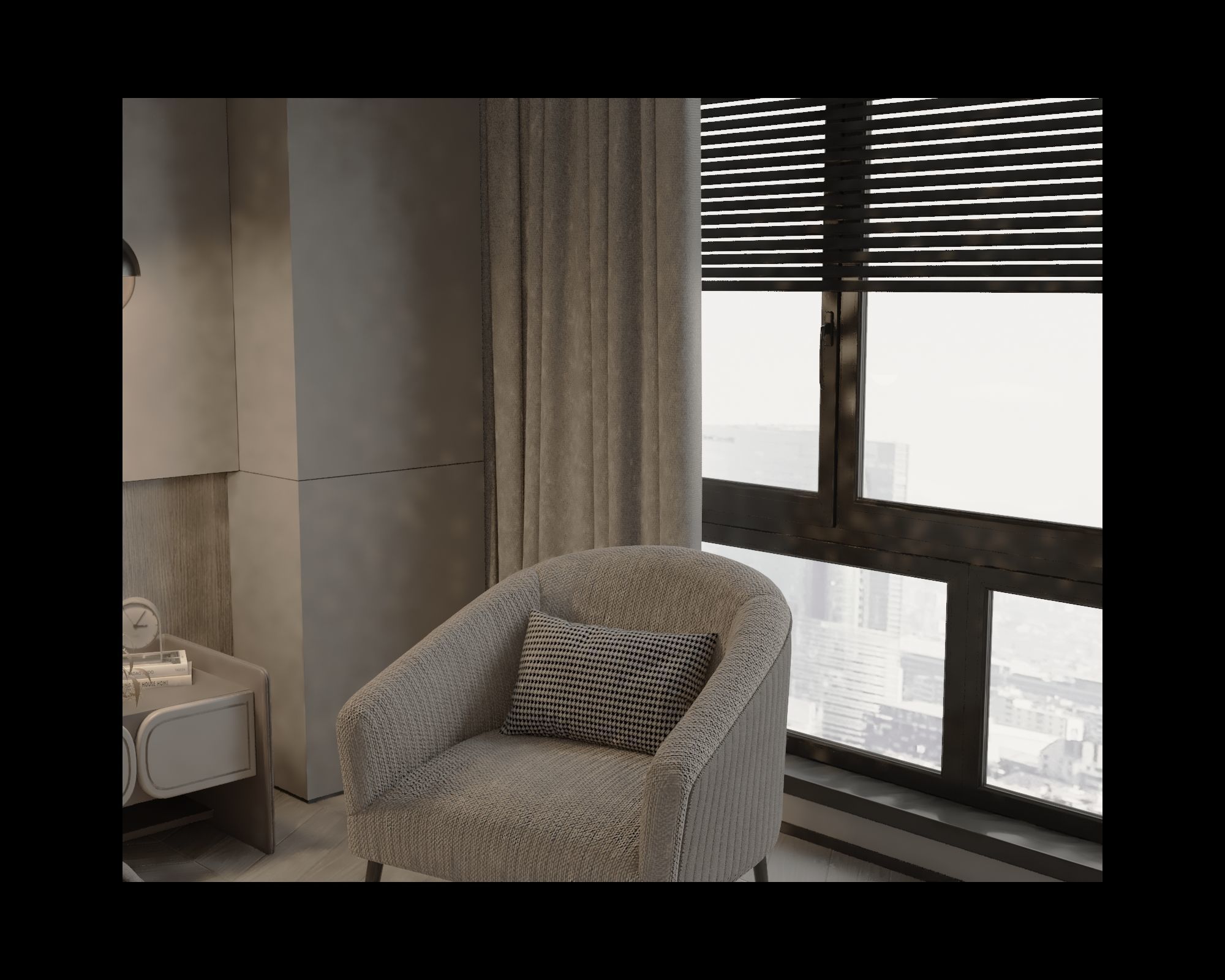 modern bedroom Low-poly 3D model_3